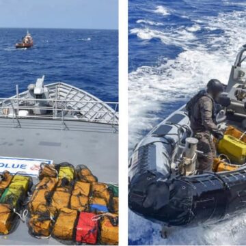 Les 2 et 9 mai, l'armée a saisi 2,4 tonnes de cocaïne dans la zone maritime des Antilles en haute mer en Atlantique au large de la Martinique. Photo : Forces armées aux Antilles.
