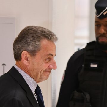 Procès de l’affaire du financement libyen de la campagne de Nicolas Sarkozy en 2007. Nicolas Sarkozy au tribunal correctionnel de Paris le 27 mars 2025. Photo : Cyril Pecquenard / Sipa