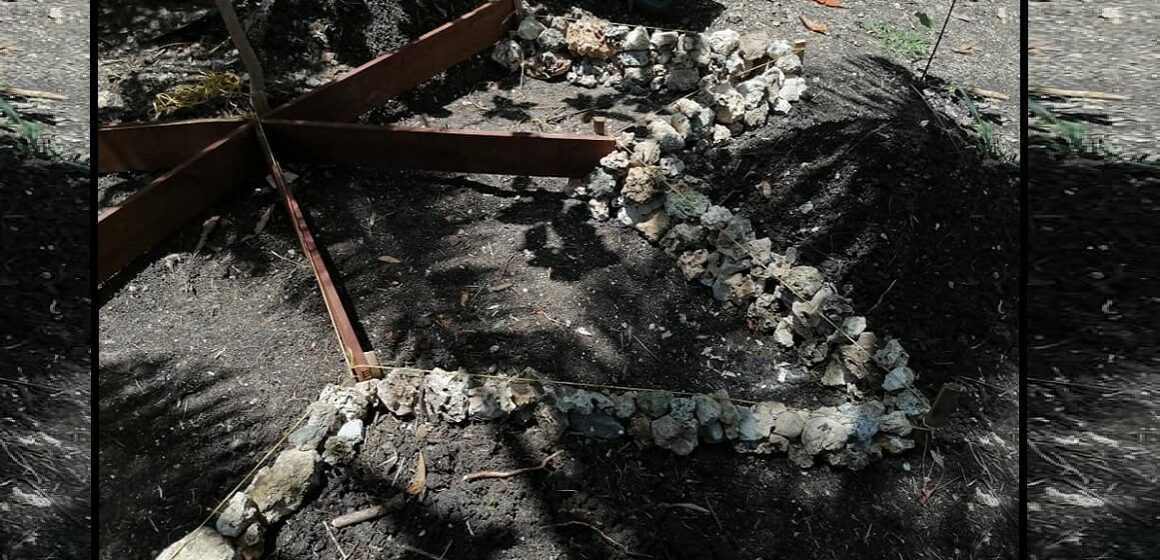 Zones de culture réalisées en juillet 2021 sur le Jardin des valeurs, réalisées par des jardiniers en remobilisation vers l'emploi au sein de l’association Bwa kapab à Petit-Canal. Photo : Bwa kapab